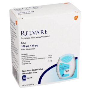 RELVARE 100mcg/25mcg Inhalation Powder 30 Doses | Asthma & RELVARE Fluticasone Furoate Vilanterol 100mcg 25mcg Inhalation Powder 30 Doses